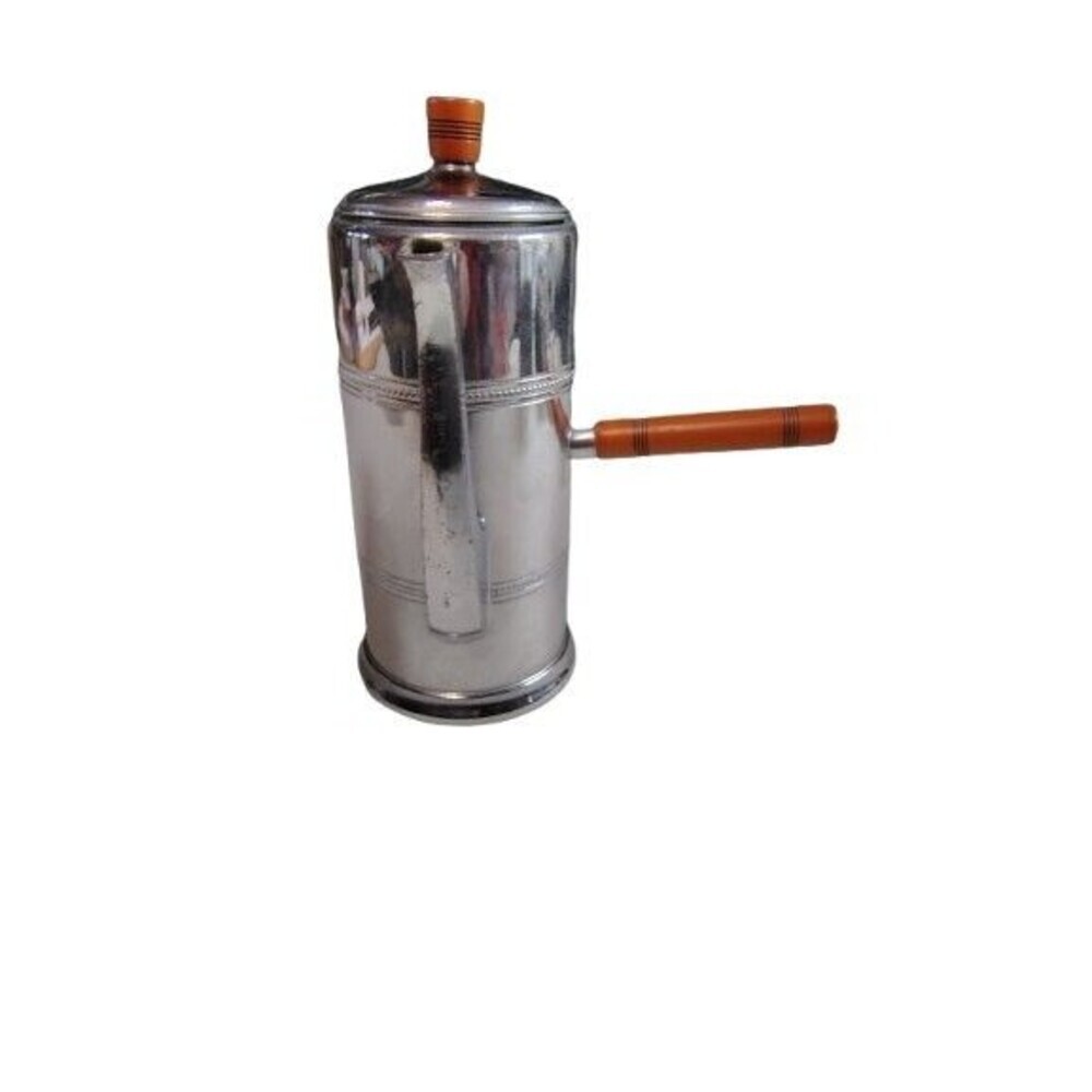​Vtg Farber Bros Krome-Kraft Art Deco Coffee Pot Butterscotch Bakelite Handle NY